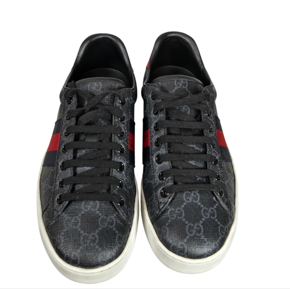 Gucci Other - Gucci Ace GG Supreme Canvas Sneakers Black Web Stripe Sz 9 EU 43 429445